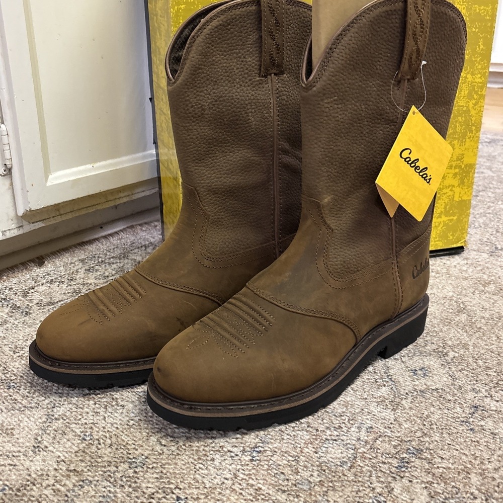 New Cabela's Pinedale Western Work Boots Round Toe Men's 11 EE Leather